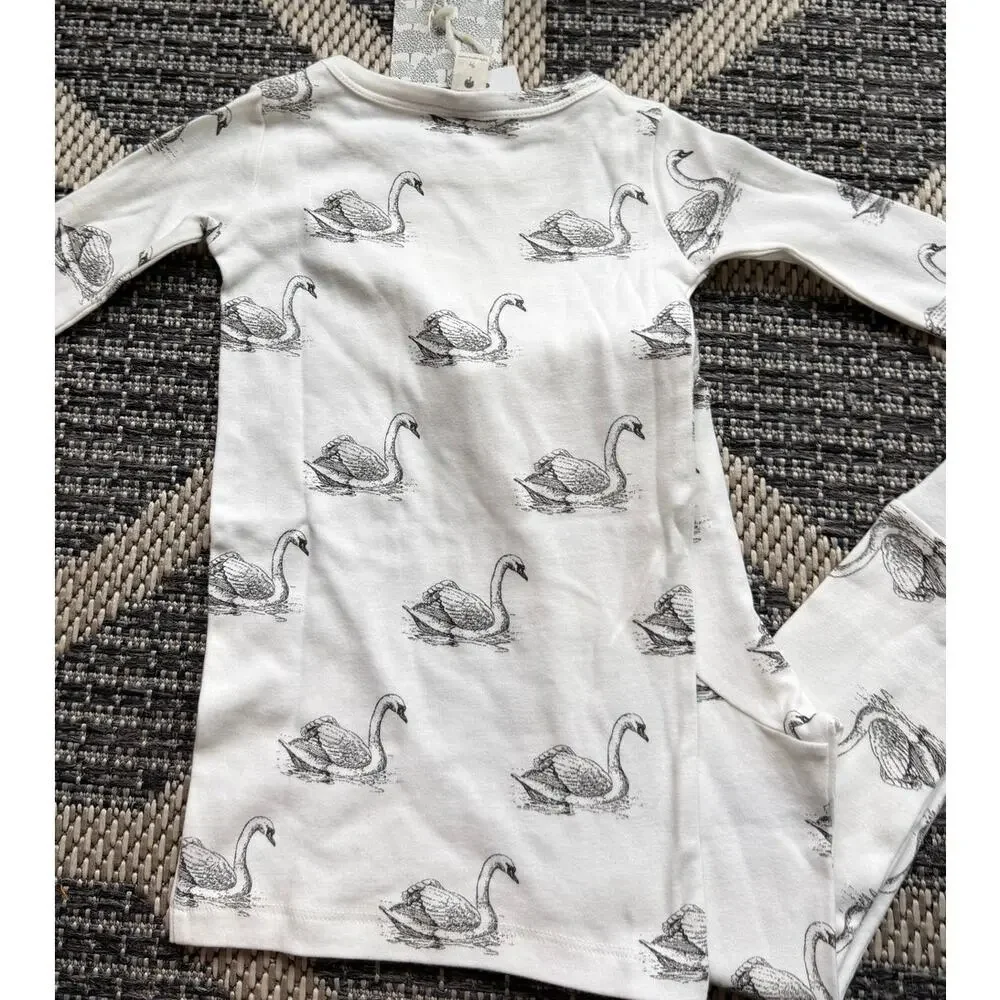 Kate Quinn Organic Cotton Swan Pajama Set Kids Size 5Y